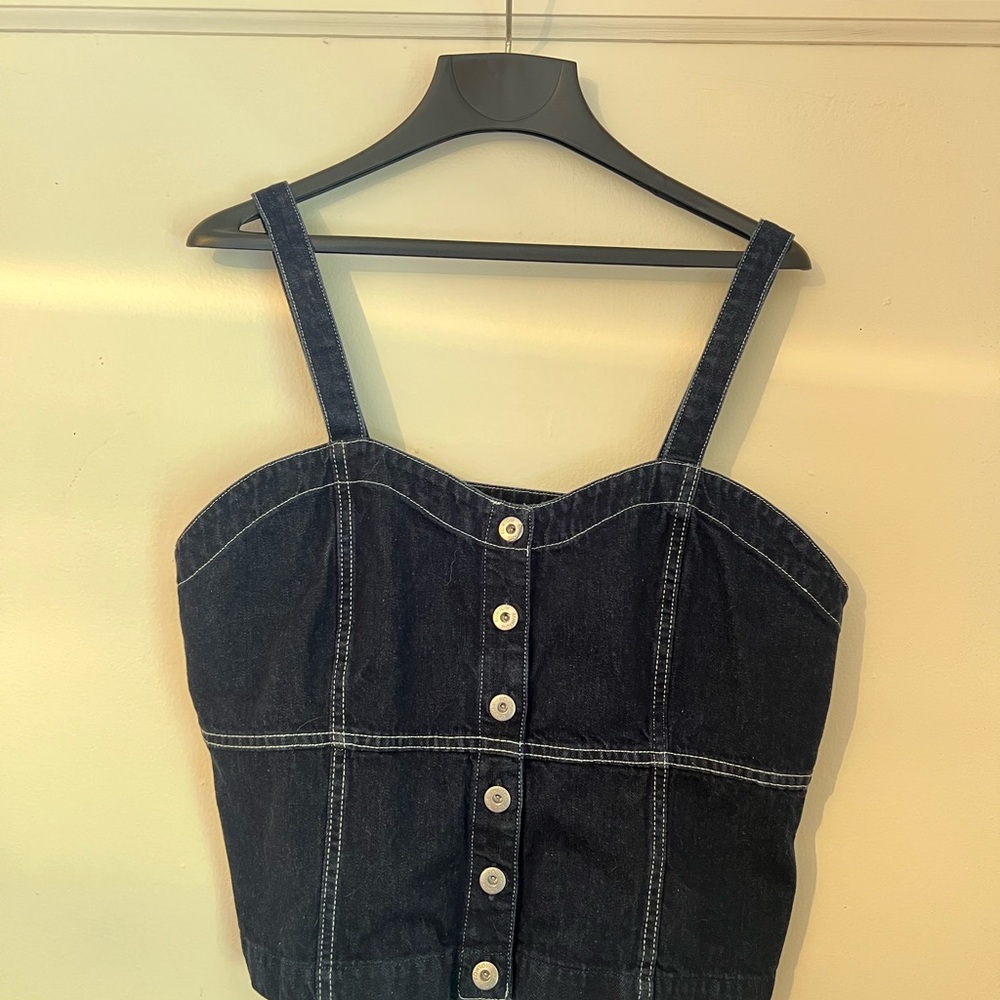 Kowtow Dark Denim Button-Up Tank Top